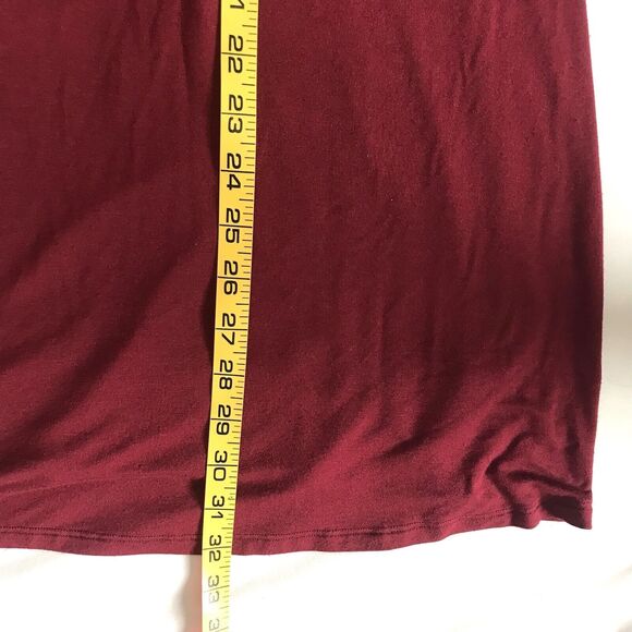 American Eagle Soft & Sexy Burgundy Red Swing Flowy Shift Dress S/S V Back S EUC - Picture 8 of 8